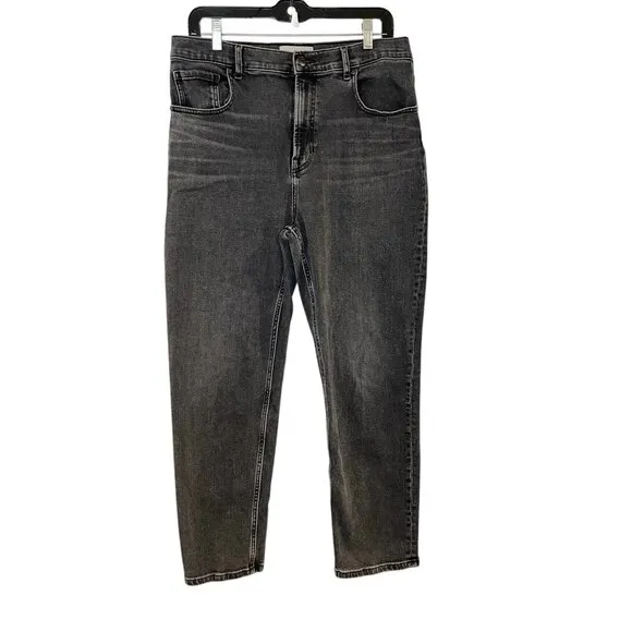 Everlane Womens Cotton High Waisted Classic Straight Leg Jeans Black Size 32