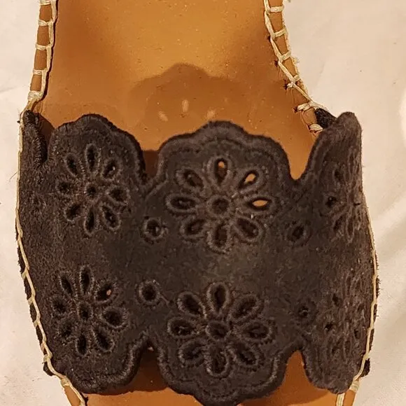 Excellent  EU39 Chloe Wedges Platform Sandal Dk Brown Espadrille Embroidered