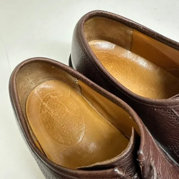 EXCELLENT Grenson Scotch Grain Brown Blucher UNWORN SOLES   HEEL 8.5 UK / 9.5 US