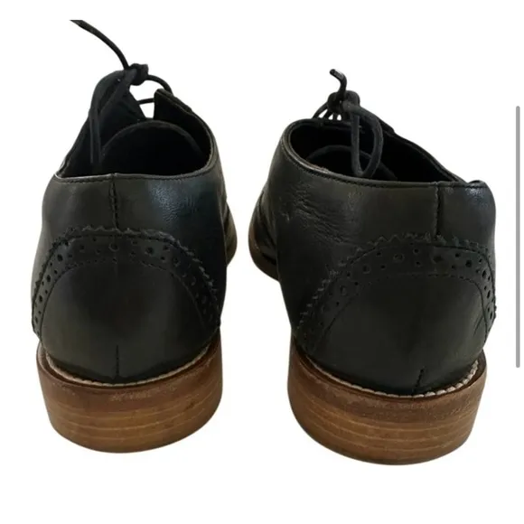Fabianelli Womens Black Leather Wingtip OxfordsBrogue Shoes, Black, Size 37/6.5