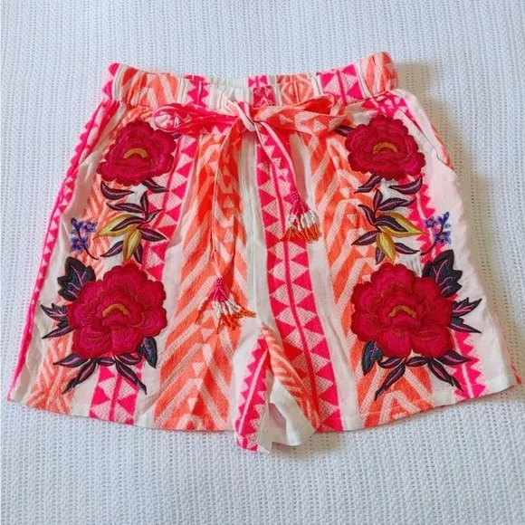 FARM Rio Citric Flora Drawstring Shorts, Size S NWT