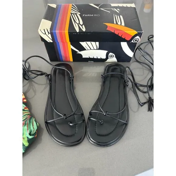 FARM RIO LACE UP FLATS GLADIATOR SANDALS NWT SIZE 10