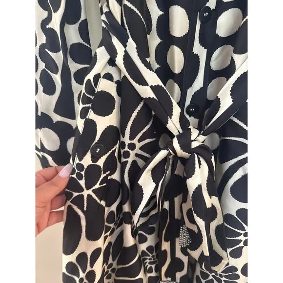 Farm Rio Shirt Dress Palermo Anthropologie Buttondown Viscose Black Italy M