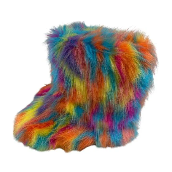 Faux Fur Boots Fuzzy Fluffy Furry Warm Winter Snow Boots Yeti Size 9 Rave EUC