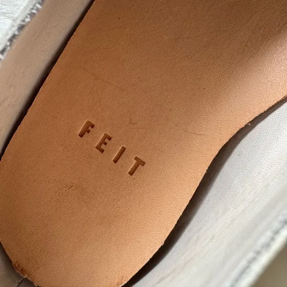 Feit White Leather Ballerina Flats