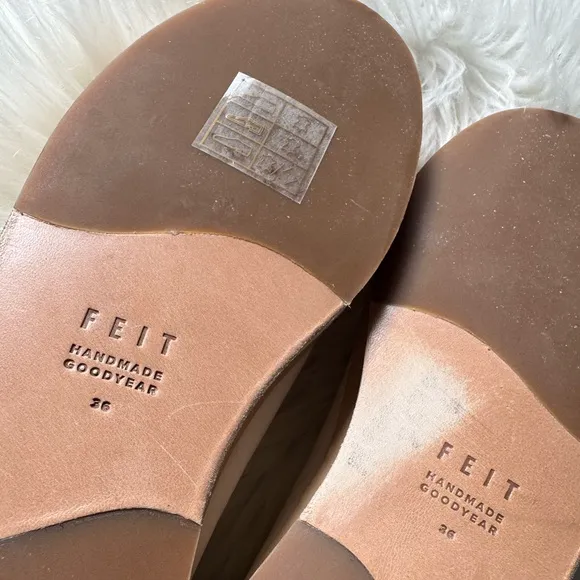 Feit White Leather Ballerina Flats