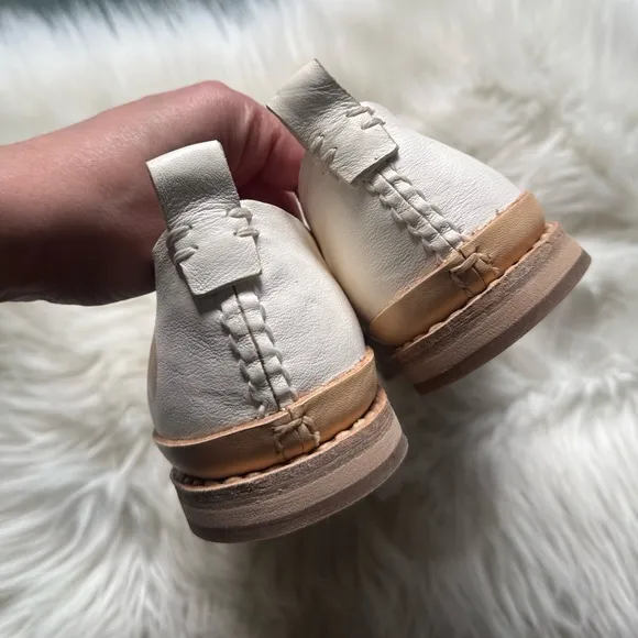 Feit White Leather Ballerina Flats