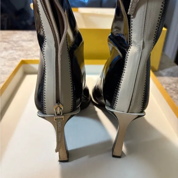 Fendi Black Heeled Boots with Patent Finish