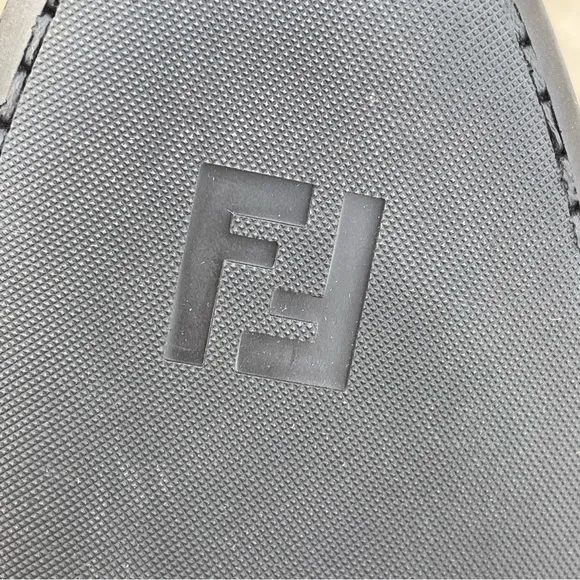Fendi pyramid-stud black leather flats loafers moccasins size IT 39 US 9