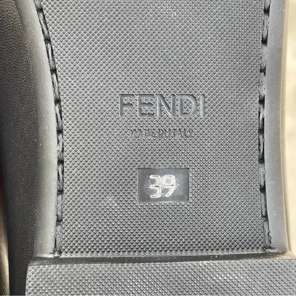 Fendi pyramid-stud black leather flats loafers moccasins size IT 39 US 9