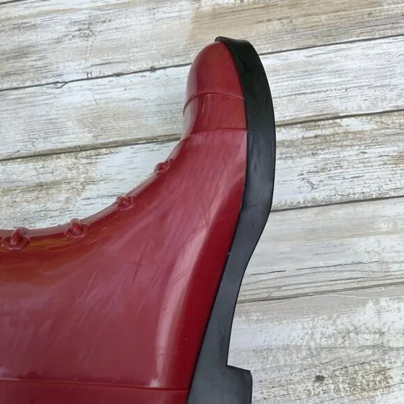Fendi Rain Boots ITA 36 US 6 Red Rubber Knee Height Slip On Designer with COA