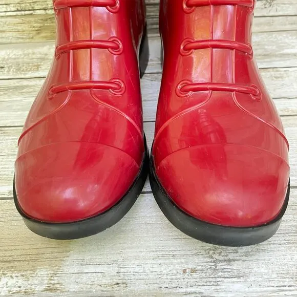 Fendi Rain Boots ITA 36 US 6 Red Rubber Knee Height Slip On Designer with COA