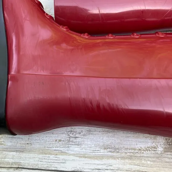 Fendi Rain Boots ITA 36 US 6 Red Rubber Knee Height Slip On Designer with COA