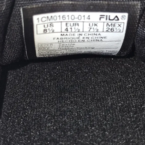 Fila Tarp 1911 Cvo Black/White Low-Top Canvas Tennis Shoes Mens Sneaker Size 8.5