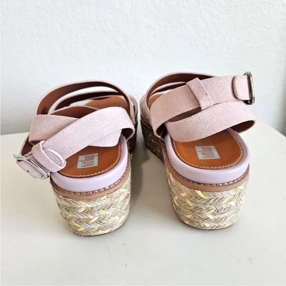 Fit Flop Eloise Espadrille Suede Strappy Wedge Sandal NWT- Sz 9-9.5 Soft Lilac