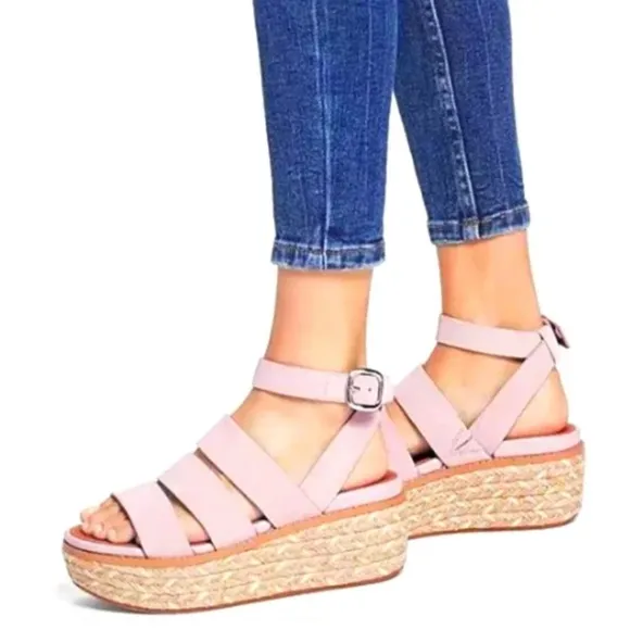 Fit Flop Eloise Espadrille Suede Strappy Wedge Sandal NWT- Sz 9-9.5 Soft Lilac