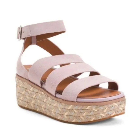 Fit Flop Eloise Espadrille Suede Strappy Wedge Sandal NWT- Sz 9-9.5 Soft Lilac