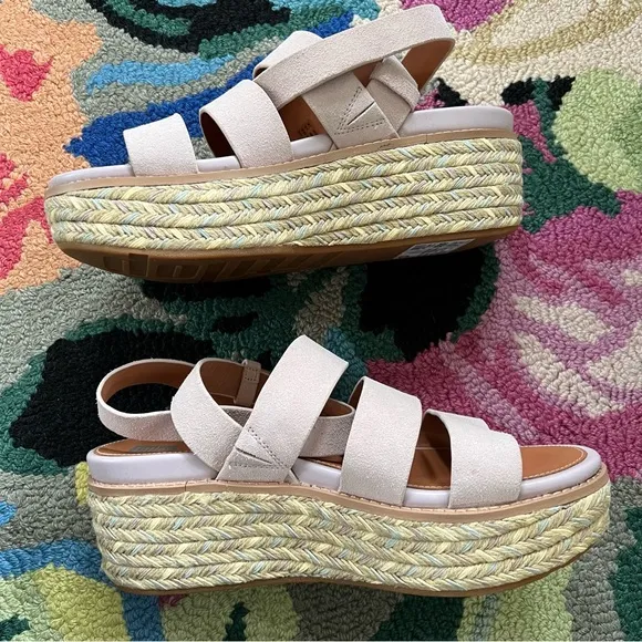 Fit Flop Eloise Espadrille Suede Strappy Wedge Sandal NWT- Sz 9-9.5 Soft Lilac