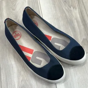 Fitflop super navy canvas ballet comfort shoes size 7.5