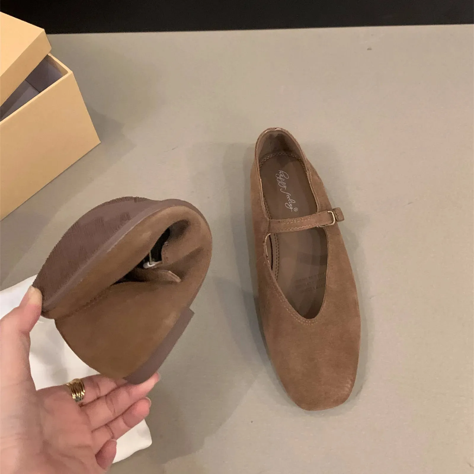 Flats Ballet Shoes - Round Toe, Shallow Slip-On, Soft Leather Casual Elegant Dress Shoes for Women, New Spring Brand