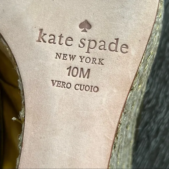 Floor/Display Shoes KATE SPADE Gold Peeptoe Espadrille Wedges US10