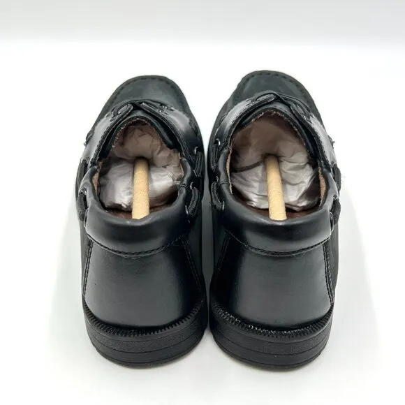 Florsheim Boys Size 1.5 Black Nubuck Leather Penny Loafers Dress Boat Shoes