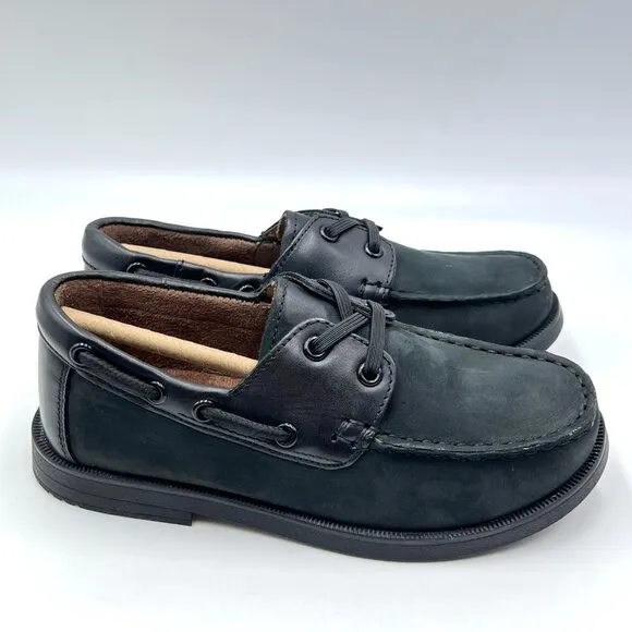Florsheim Boys Size 1.5 Black Nubuck Leather Penny Loafers Dress Boat Shoes
