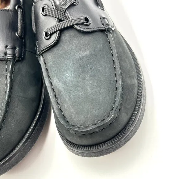 Florsheim Boys Size 1.5 Black Nubuck Leather Penny Loafers Dress Boat Shoes