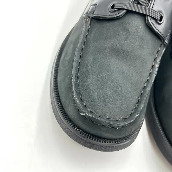 Florsheim Boys Size 1.5 Black Nubuck Leather Penny Loafers Dress Boat Shoes