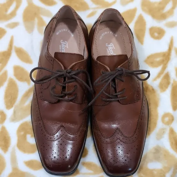 Florsheim Brown Oxfords with Brogue Detailing and Polished Leather... Boys