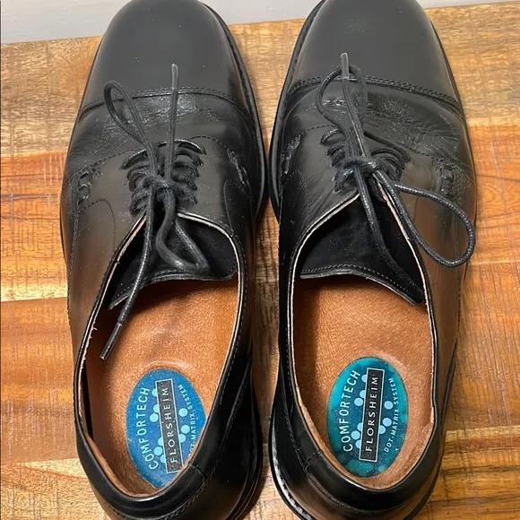 Florsheim Comfortech Black Oxford Shoes with Lace-Up Design, Mens 10