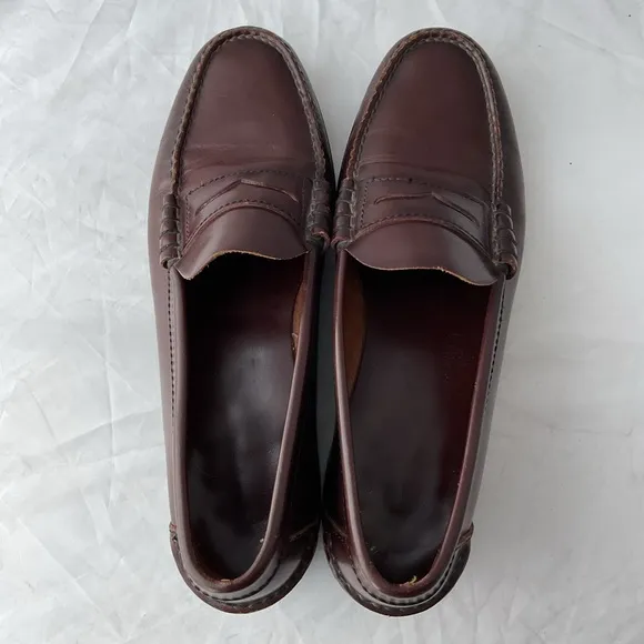Florsheim Mens 9.5 D Burgundy Leather Berkley Moc Toe Penny Loafers