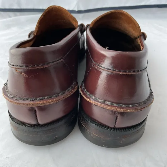 Florsheim Mens 9.5 D Burgundy Leather Berkley Moc Toe Penny Loafers