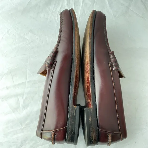 Florsheim Mens 9.5 D Burgundy Leather Berkley Moc Toe Penny Loafers