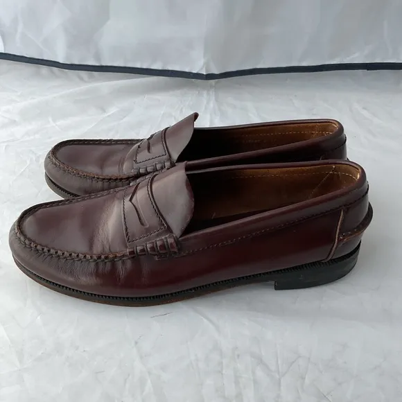 Florsheim Mens 9.5 D Burgundy Leather Berkley Moc Toe Penny Loafers