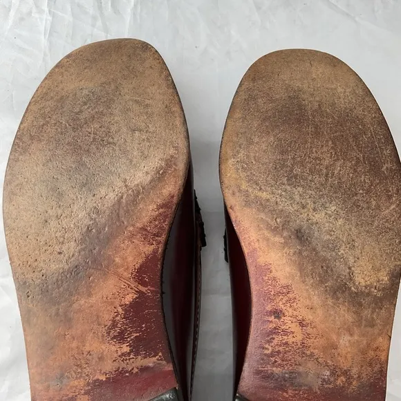 Florsheim Mens 9.5 D Burgundy Leather Berkley Moc Toe Penny Loafers