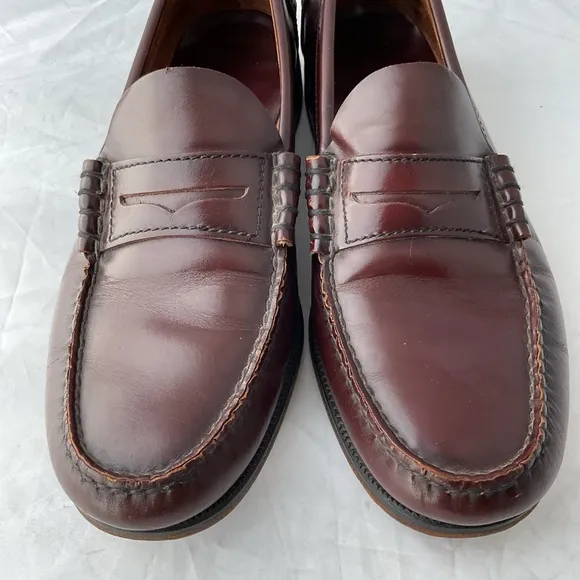 Florsheim Mens 9.5 D Burgundy Leather Berkley Moc Toe Penny Loafers