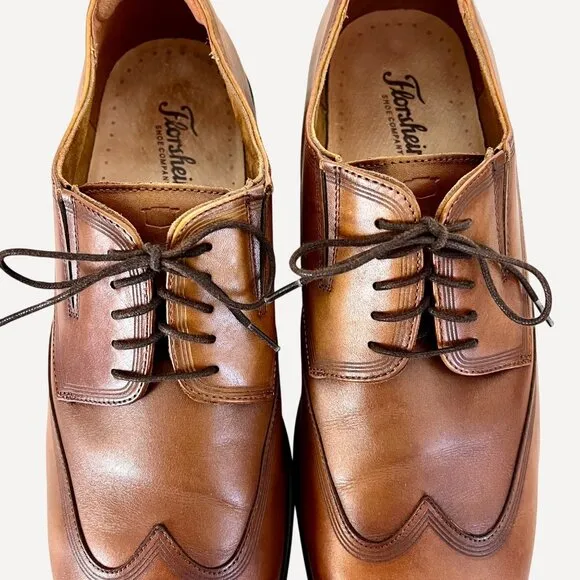 Florsheim Mens Brown Leather Oxford Shoes Size 13D Lace-Up Classic Wingtip EUC