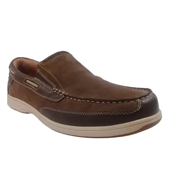 Florsheim Men's Lakeside Brown Leather Moc Toe Slip-On Boat Shoes 13XW