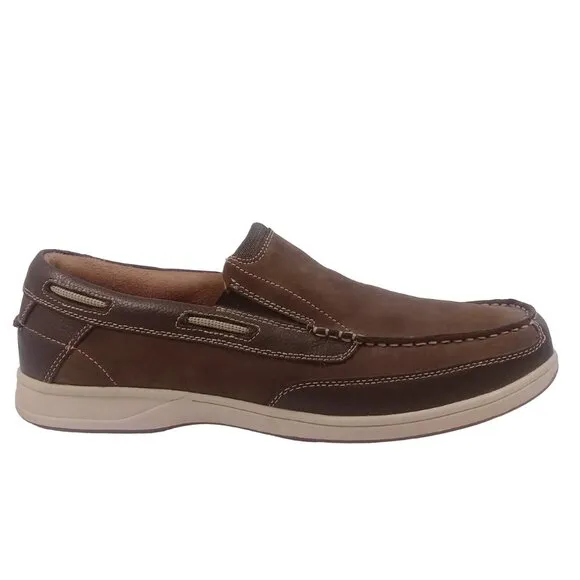 Florsheim Men's Lakeside Brown Leather Moc Toe Slip-On Boat Shoes 13XW