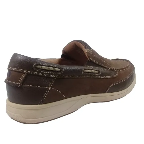 Florsheim Men's Lakeside Brown Leather Moc Toe Slip-On Boat Shoes 13XW