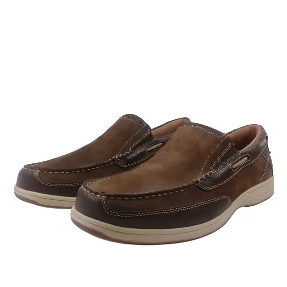 Florsheim Men's Lakeside Brown Leather Moc Toe Slip-On Boat Shoes 13XW