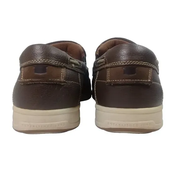 Florsheim Men's Lakeside Brown Leather Moc Toe Slip-On Boat Shoes 13XW