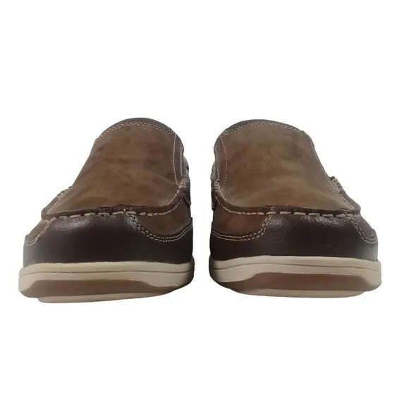 Florsheim Men's Lakeside Brown Leather Moc Toe Slip-On Boat Shoes 13XW