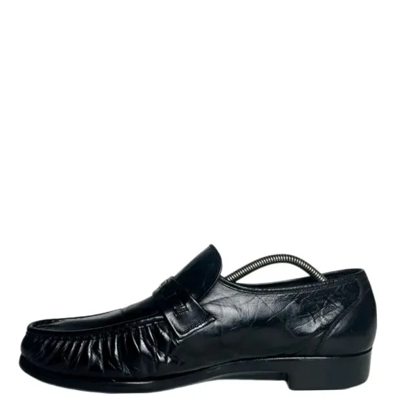 Florsheim Vintage Glossy Black Mock Toe Slip on Loafer Dress Shoes Men's Sz 11 D