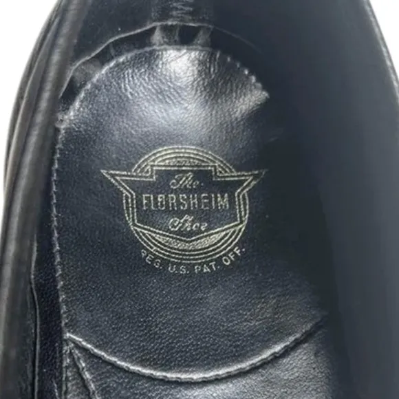 Florsheim Vintage Glossy Black Mock Toe Slip on Loafer Dress Shoes Men's Sz 11 D