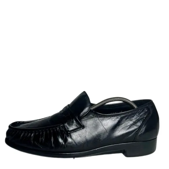 Florsheim Vintage Glossy Black Mock Toe Slip on Loafer Dress Shoes Men's Sz 11 D