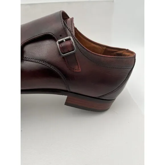 Florsheim Wingtip Double Monk Strap Textured Leather Dress Shoes 13D Burgundy