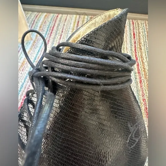 Fluevog LIKE NEW The LA Mulholland black Cairo lace-up wedge corset shoe -9.5/10