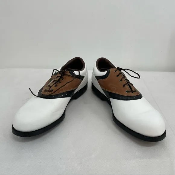 Footjoy DryJoys  Golf Shoes - White/brown/black Leather  10.5M #59774